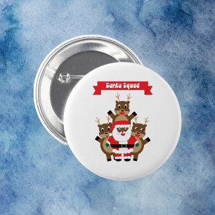 Santa Squad Funny Reindeer Black Santa Claus 2 Inch Round Button