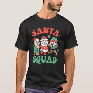 Santa Squad Groovy Retro Christmas Xmas Snowman El T-Shirt