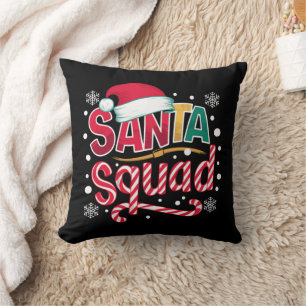 Santa Squad Xmas Squad Family Matching Santa Crew Throw Pillow
