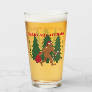 Santa Squatch Funny Christmas Personalized Geek Glass