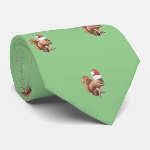 Santa Squirrel Pattern Humourous  Tie