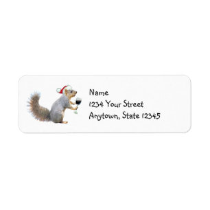 Santa Squirrel with Wine Address Labels