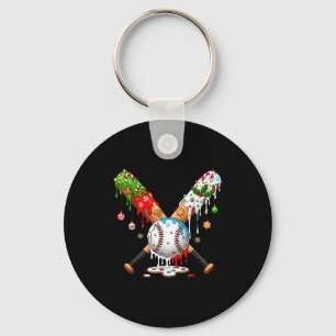 Santa Srts Design For Men Boys Christmas Baseball Keychain
