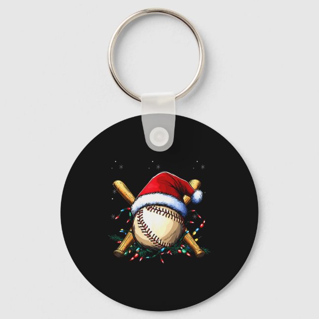 Santa Srts Design For Men Boys Christmas Baseball  Keychain (Front)