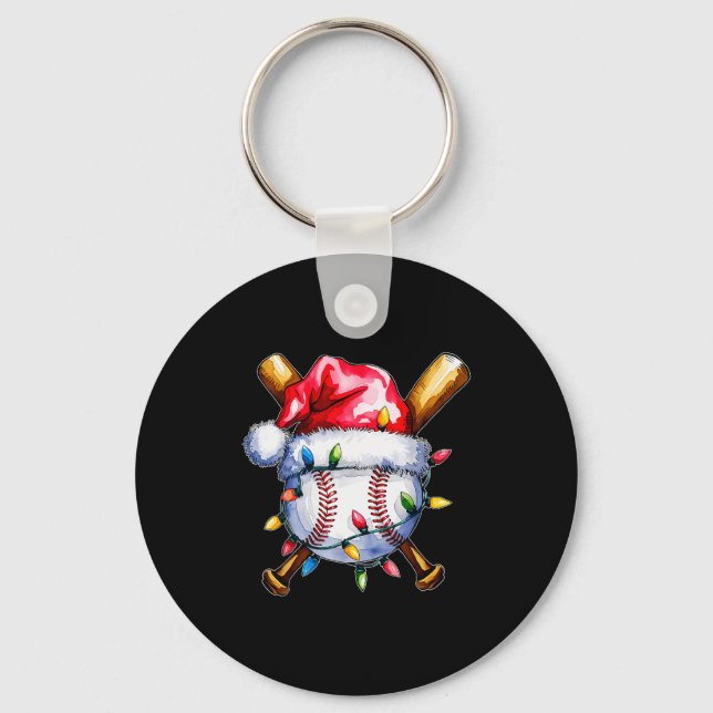 Santa Srts Design For Men Boys Christmas Baseball  Keychain (Front)