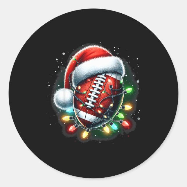 Santa Srts Design For Men Boys Christmas Football  Classic Round Sticker (Front)