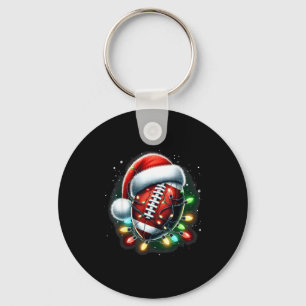 Santa Srts Design For Men Boys Christmas Football  Keychain