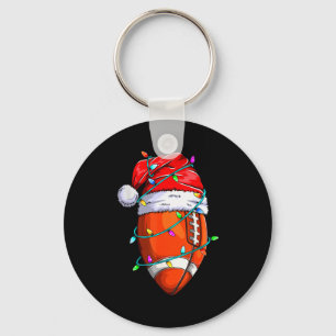 Santa Srts Design For Men Boys Christmas Football Keychain