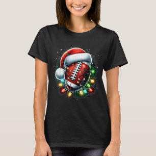 Santa Srts Design For Men Boys Christmas Football T-Shirt