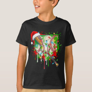 Santa Srts Ice Baseball Christmas Xmas Pajama Kid  T-Shirt