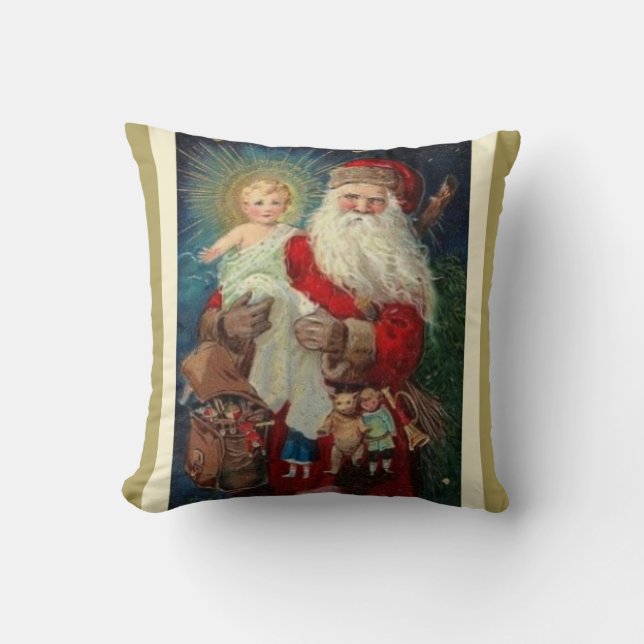 Santa St. Nicholas Christ Child Jesus Gifts Throw Pillow (Front)