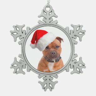 Santa Staffie Christmas Ornament