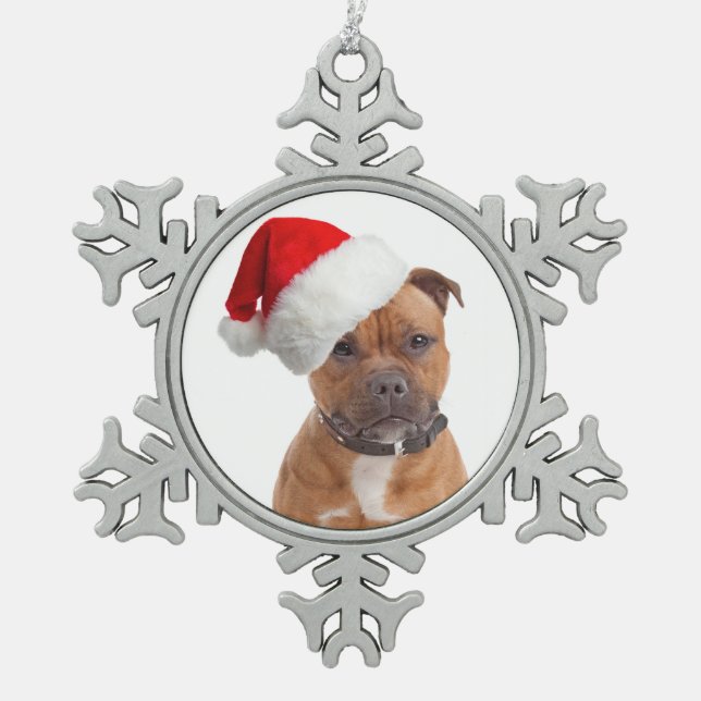 Santa Staffie Christmas Ornament (Front)