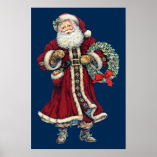 santa standing vintage poster