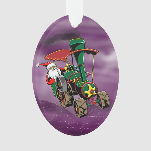 Santa steam tractor multi ornament (Front)