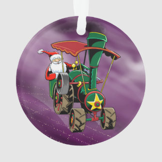 Santa steam tractor ornament