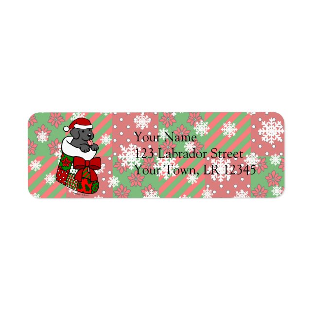 Santa Stocking Black Labrador Puppy Cartoon (Front)