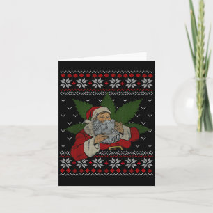 Santa Stoner Smoking Weed Humor Ugly Christmas  Card