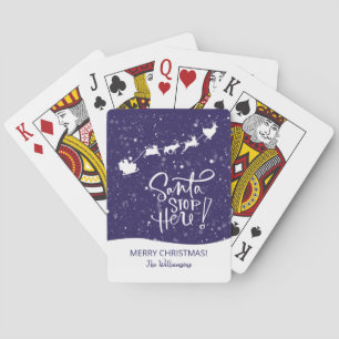 Santa stop here! Fun Snowy Night Playing Cards
