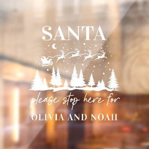 Santa stop here personalised Christmas modern Wind Window Cling