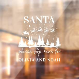 Santa stop here personalised Christmas modern Wind Window Cling