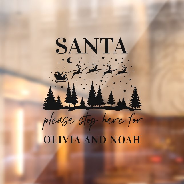 Santa stop here personalised Christmas modern Window Cling (Sheet 2)