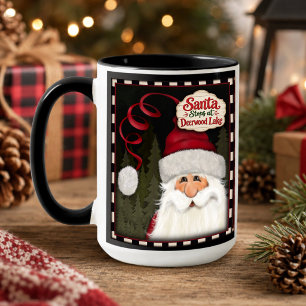 Santa Stops at Deerwood Lake Christmas Mug