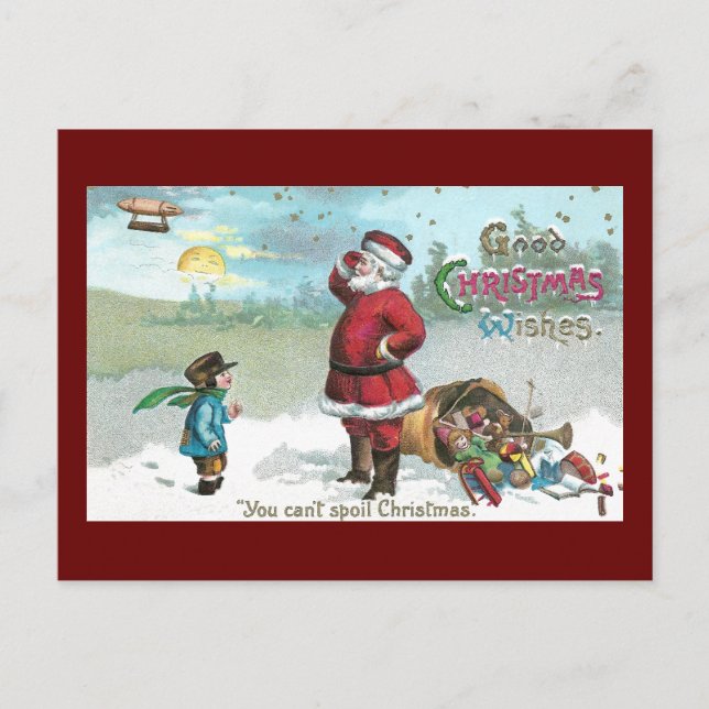 Santa Stranded in the Snow Holiday Postcard (Front)