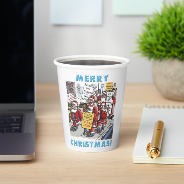Santa Strike Merry Christmas paper cups (Insitu)