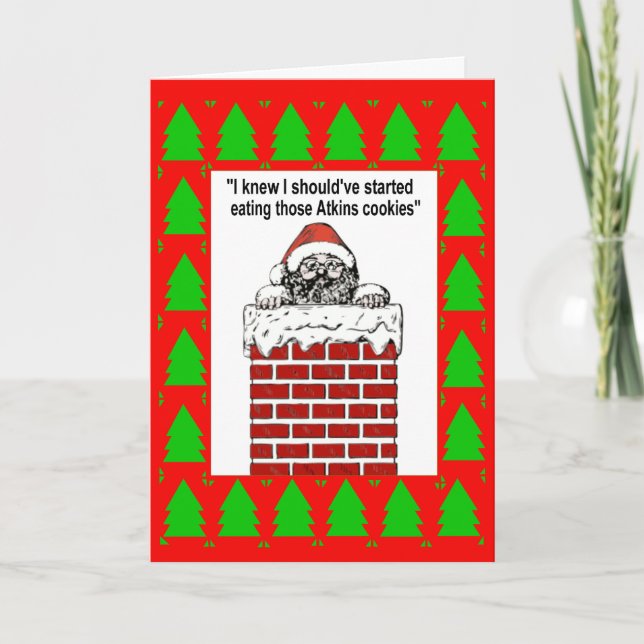 Santa Stuck In A Chimney Greetings Card (Front)