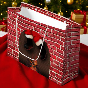 Santa Stuck in Chimney Funny Christmas  Large Gift Bag