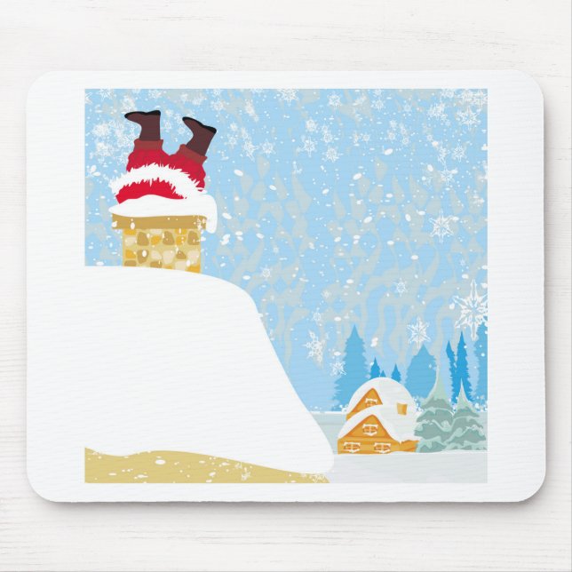 santa stuck in chimney mouse pad (Front)