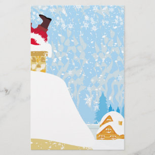 santa stuck in chimney stationery