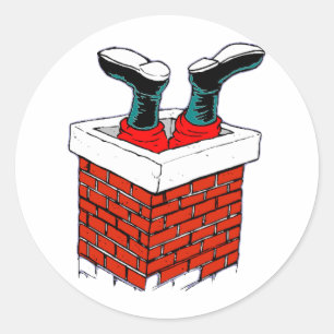 Santa Stuck in the Chimney Classic Round Sticker