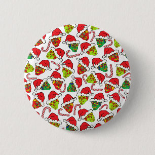 Santa Sugar Skull 2 Inch Round Button