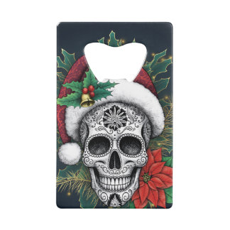 Santa Sugar Skull Credit Card Bottle Opener