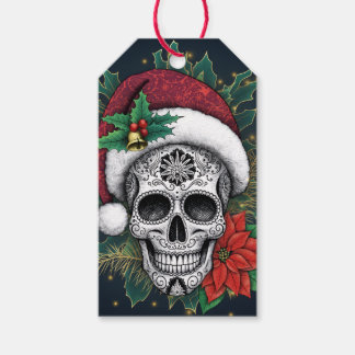 Santa Sugar Skull Gift Tags