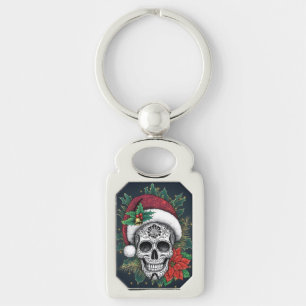 Santa Sugar Skull Keychain