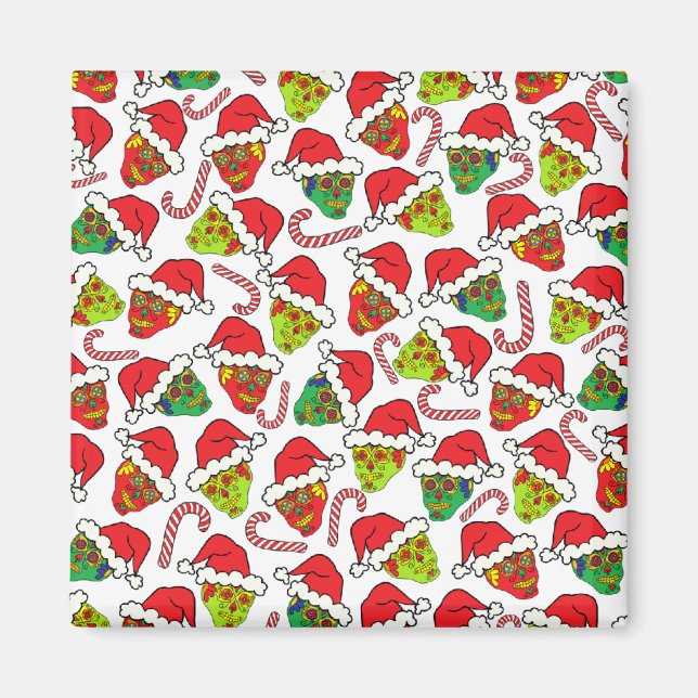 Santa Sugar Skull Magnet (Front)