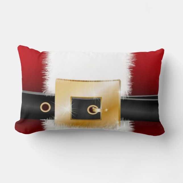 Santa Suit Christmas Holiday Plaid Decorative  Lumbar Pillow