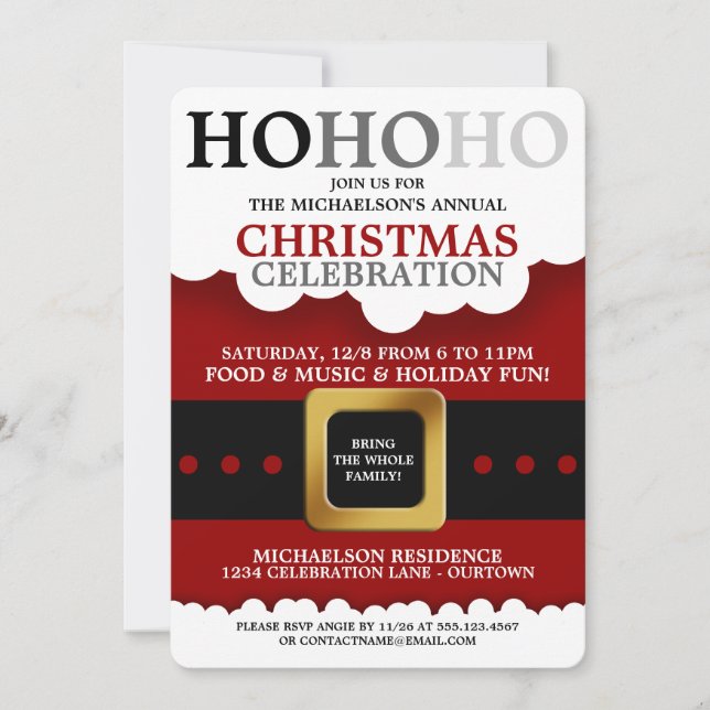 Santa Suit Christmas Party Invitations (Front)