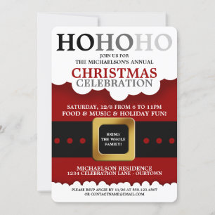 Santa Suit Christmas Party Invitations