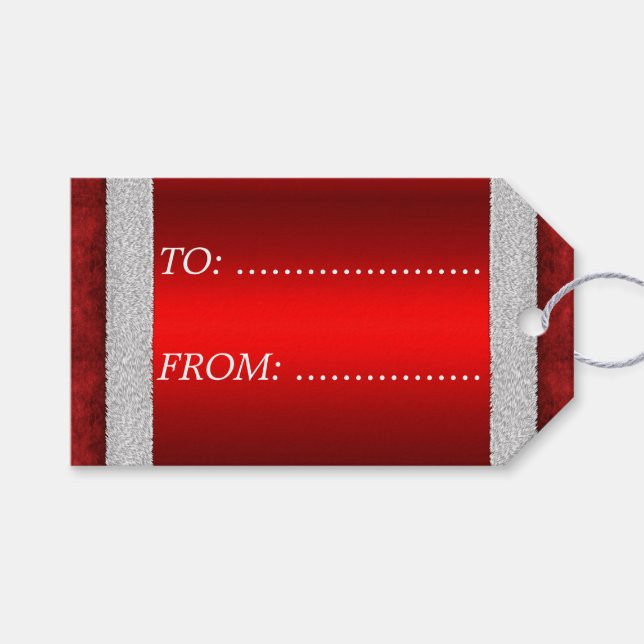 Santa Suit Red Christmas Gift Tags (Front (Horizontal))