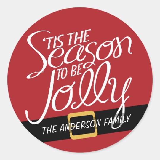 Santa Suite Buckle with Tis the Season Classic Round Sticker