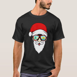 Santa Summer Hawaiian Sunglasses Beach Christmas I T-Shirt