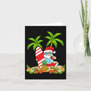 Santa Summer Surfing Christmas In July Beach Vacat Card