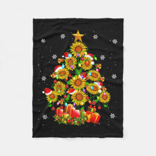 Santa Sunflower Christmas Tree Xmas Lights Santa S Fleece Blanket