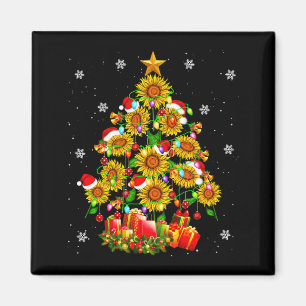 Santa Sunflower Christmas Tree Xmas Lights Santa S Magnet