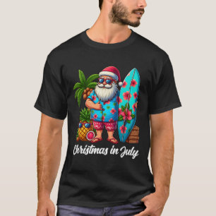 Santa Sungles Xmas Beach Tropical Christmas In Jul T-Shirt