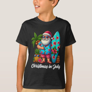 Santa Sungles Xmas Beach Tropical Christmas In Jul T-Shirt
